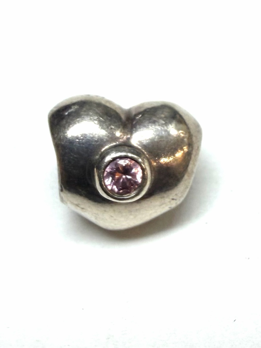 Pandora Sterling Silver Charm Heart Pink CZ #790134PCZ